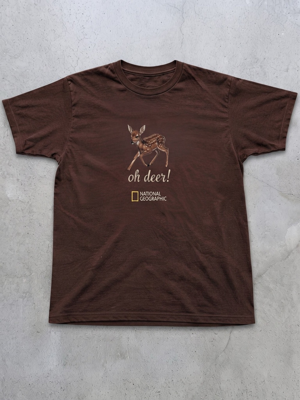 Cute Baby Fawn Graphic Tee -
"Oh Deer!" Vintage Earthy Brown T-Shirt (Gildan)